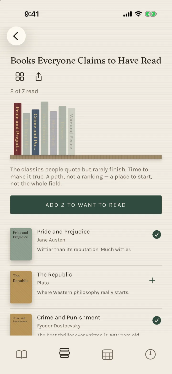 Discover in Leafin: curated collections, each with its books and a line on why to read them.